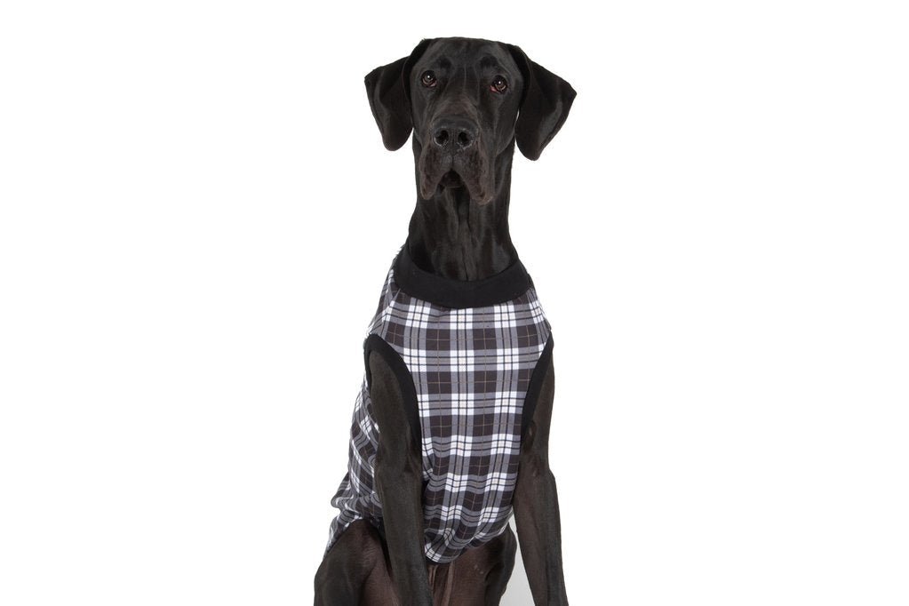 Big and Little Dogs Fleece Pyjama Black Plaid Hondenkleding > Hondenpyjama 50 CM
