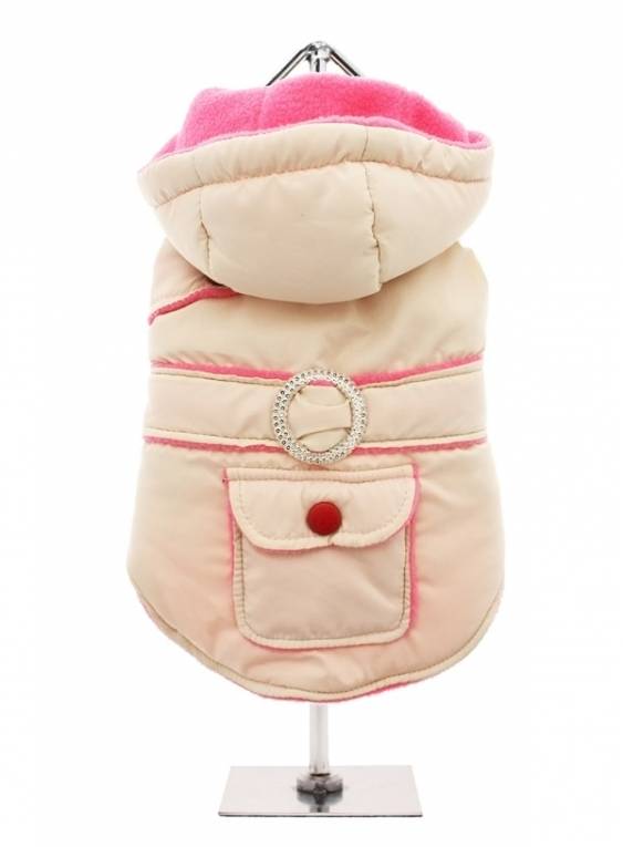 Urban Pup Cream / Pink Quilted & Hooded Bodywarmer - Premium Hondenkleding > hondenjas from Urban Pup - Just €20! Shop now at Frenkiezdogshop