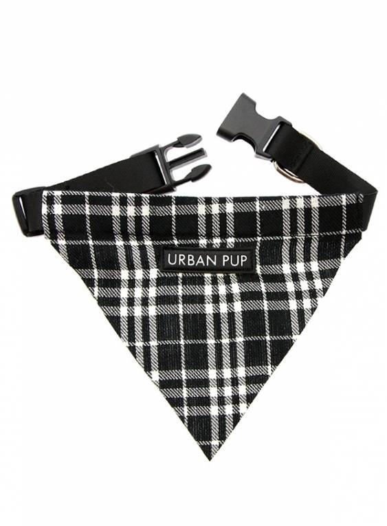 Urban Pup Black & White Tartan Bandana Hondenkleding > bandana Small