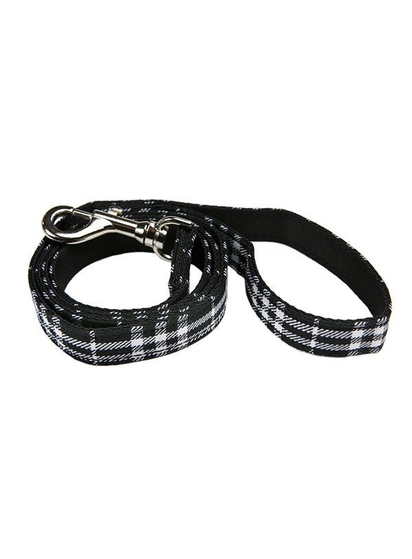 Urban Pup Black & White Tartan Fabric Lead hondenriem > hondenlijn Standaard/One Size