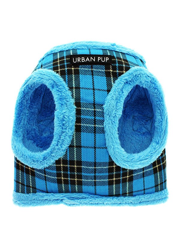 Urban Pup Luxury Fur Lined Blue Tartan Harness hondentuig > honden harnas > model B XX - Small