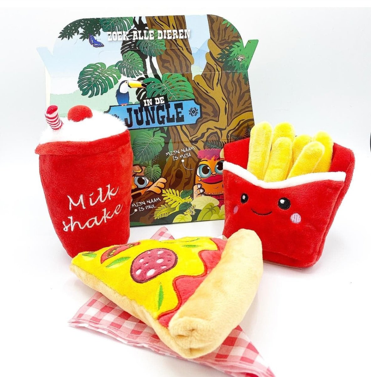 Frenkiez Pizza Meal Box (3 Toyz ) Hondenspeeltje > Hondenspeelgoed one - size