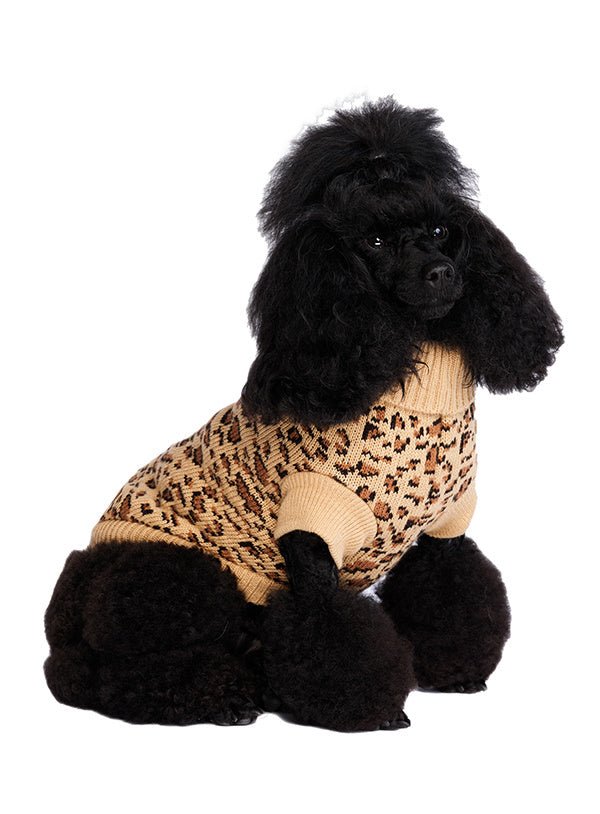 Urban Pup Leopard Print Knitted Sweater Hondenkleding > Hondentrui X - Small