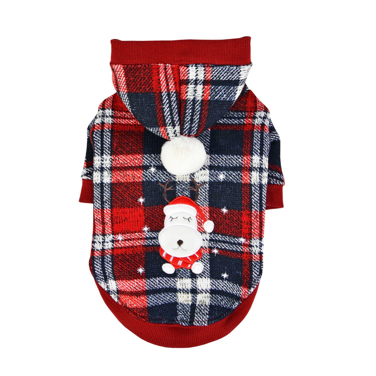 Puppia Blitzen Kerst Hoodie Checkered Red - Premium Hondenkleding > Hondentrui from Puppia - Just €20! Shop now at Frenkiezdogshop