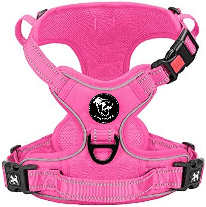 Frenkiez Y tuig dogharness reflective Pink ( matching straps ) hondentuig > honden harnas > Y tuigen Small