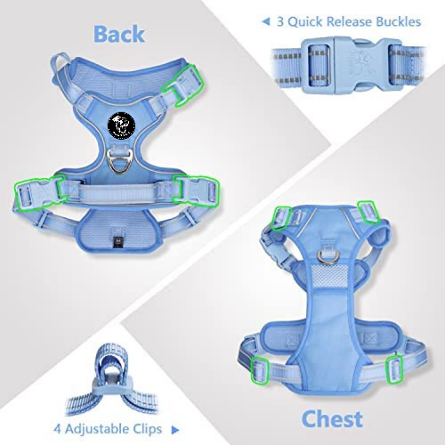 Frenkiez Y tuig dogharness reflective ( matching straps ) Light Blue - Premium hondentuig > honden harnas from Frenkiez - Just €34.99! Shop now at Frenkiezdogshop
