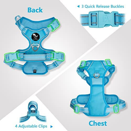 Frenkiez Y tuig dogharness reflective ( matching straps ) Blue - Premium hondentuig > honden harnas from Frenkiez - Just €34.99! Shop now at Frenkiezdogshop