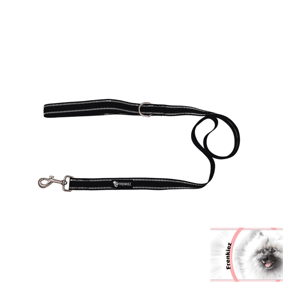 Frenkiez reflective basic dog leash black hondenriem > hondenlijn Standaard/One Size