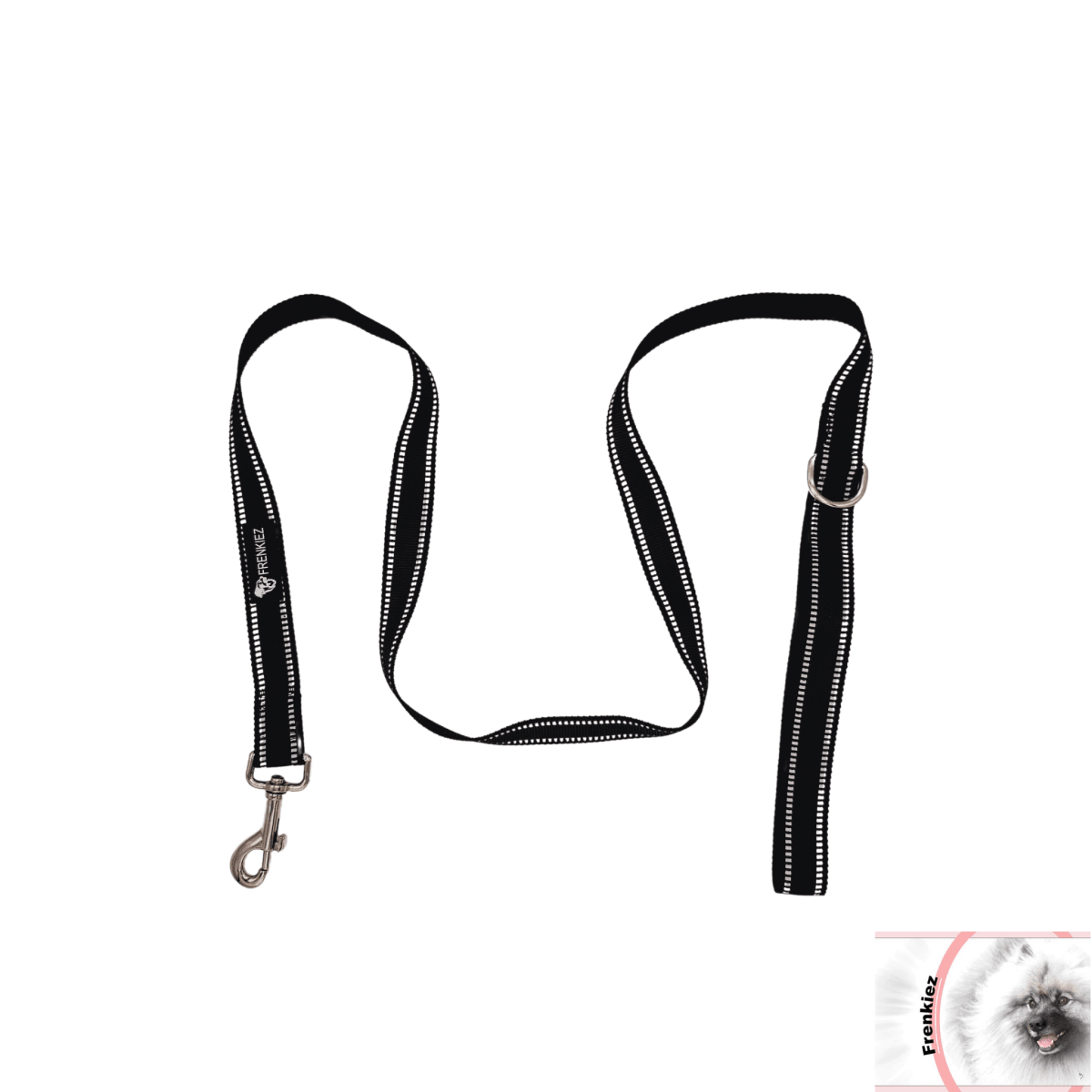 Frenkiez reflective basic dog leash black hondenriem > hondenlijn Standaard/One Size