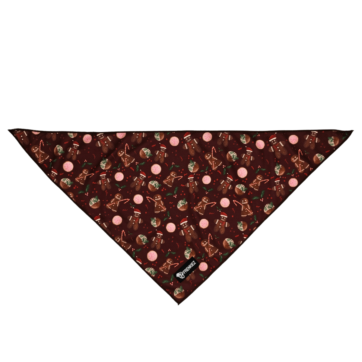 Frenkiez Christmas Bandana Brown Gingerbread Man Hondenkleding > bandana Small