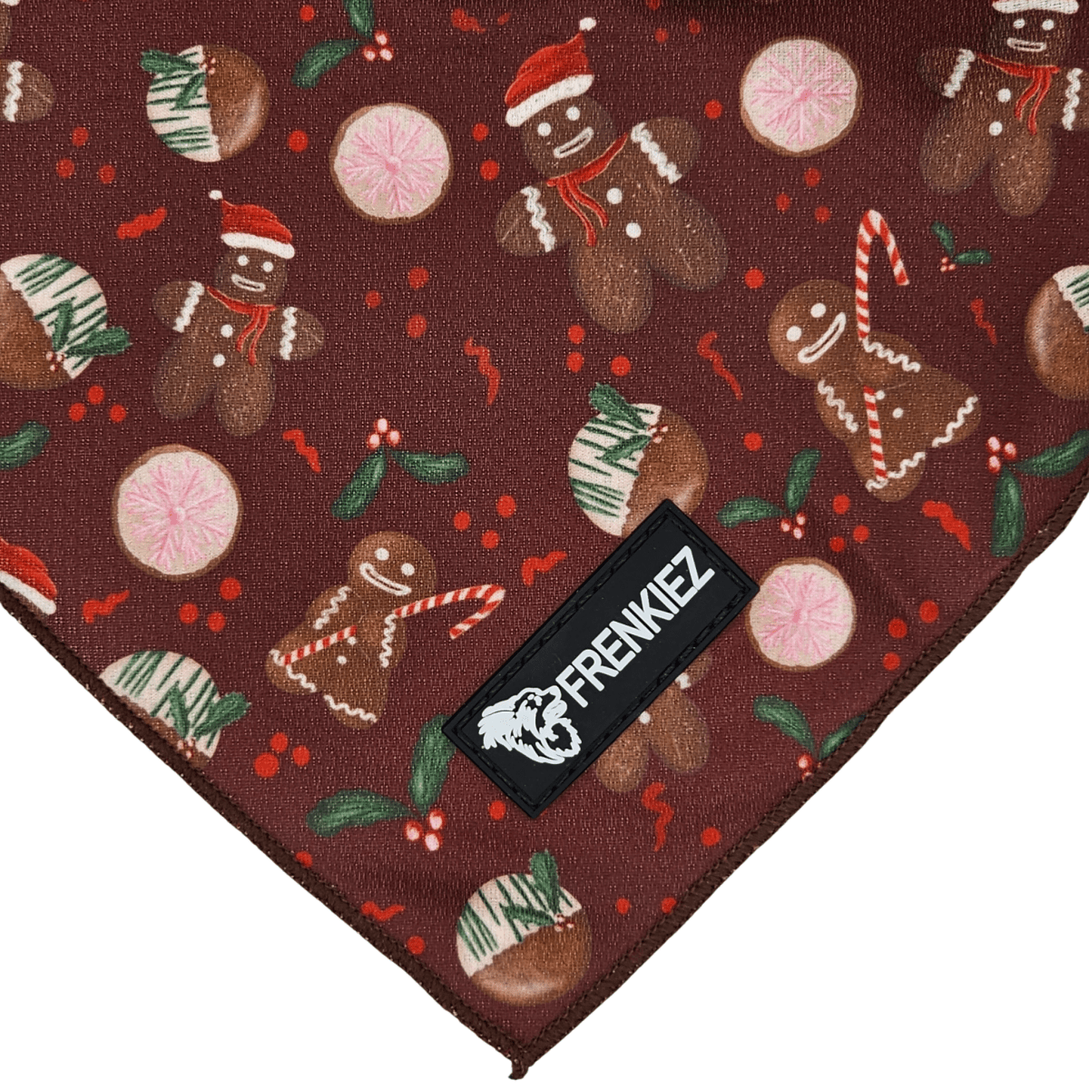Frenkiez Christmas Bandana Brown Gingerbread Man Hondenkleding > bandana Small