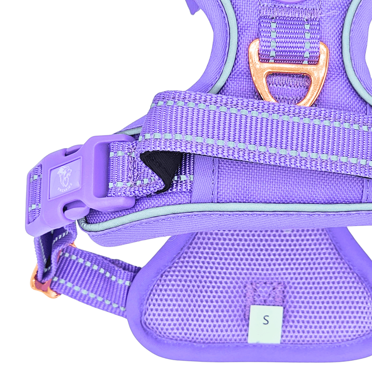 Frenkiez reflective Y tuig no pull dogharness Luxury Lila hondentuig > honden harnas > Y tuigen X - Small