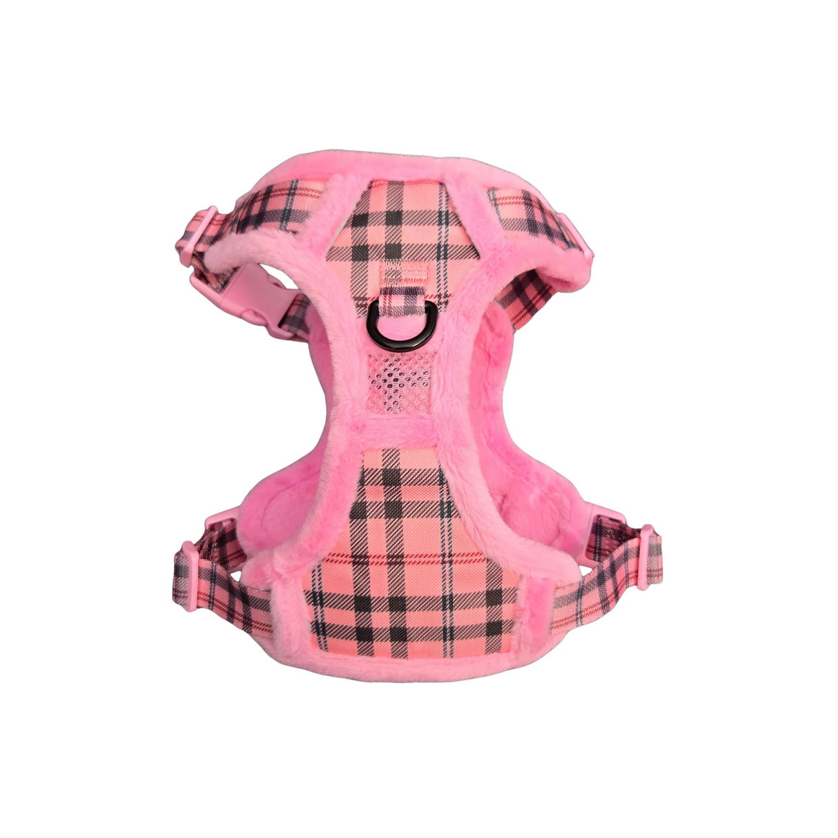 Frenkiez Teddy reflective Y tuig no pull dogharness Pink Plaid