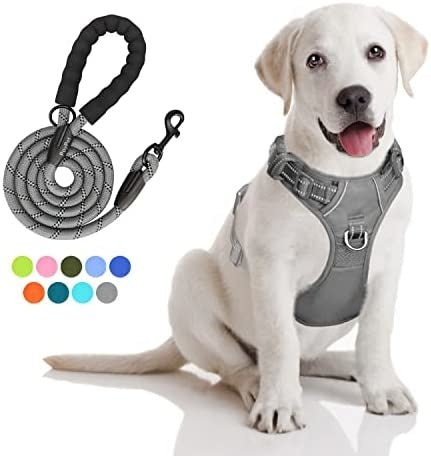 Frenkiez Y tuig dogharness reflective Grey ( matching straps ) hondentuig > honden harnas > Y tuigen Small