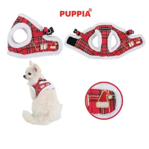 Puppia Vest Harness model B Santa Checkered Red - Premium hondentuig > honden harnas from Puppia - Just €25! Shop now at Frenkiezdogshop
