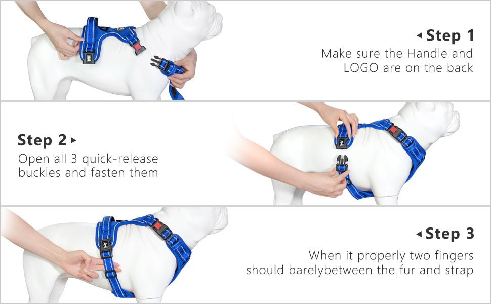 Frenkiez Y tuig dogharness reflective Royal Blue ( matching straps ) hondentuig > honden harnas > Y tuigen Small