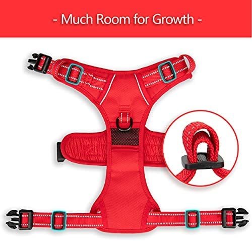 Frenkiez Y tuig dogharness reflective Red ( matching straps ) hondentuig > honden harnas > Y tuigen Small