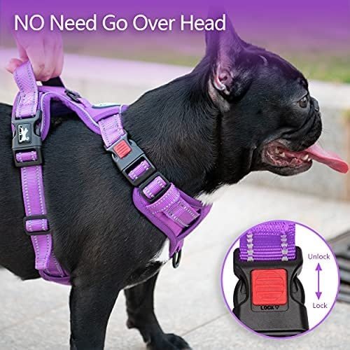 Frenkiez Y tuig dogharness reflective Purple ( matching straps ) hondentuig > honden harnas > Y tuigen Small