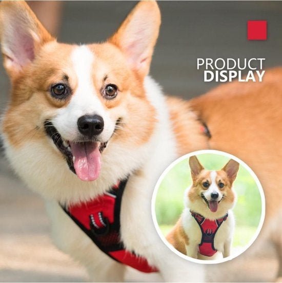 Frenkiez reflective Y tuig no pull dogharness Red hondentuig > honden harnas > Y tuigen X - Small