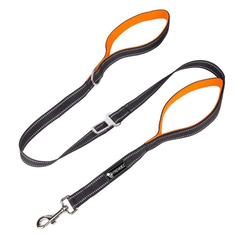 Frenkiez reflective dog leash carseatbelt orange - Premium hondenriem > hondenlijn from Frenkiez - Just €10! Shop now at Frenkiezdogshop