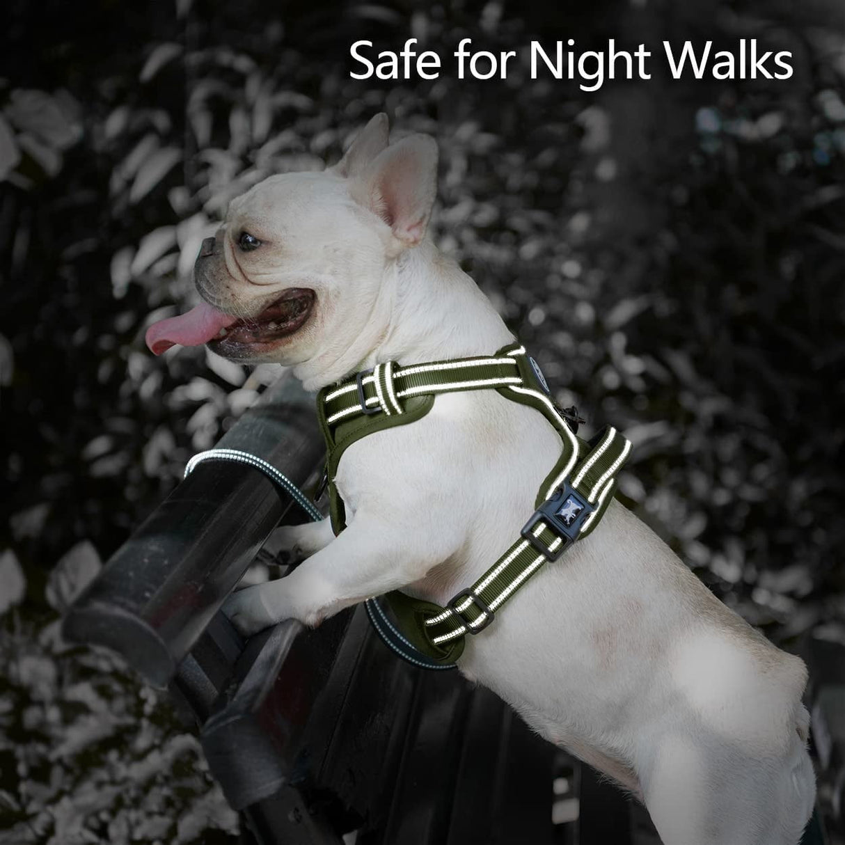 Frenkiez Y tuig dogharness reflective ( matching straps ) Military Green hondentuig > honden harnas > Y tuigen Small