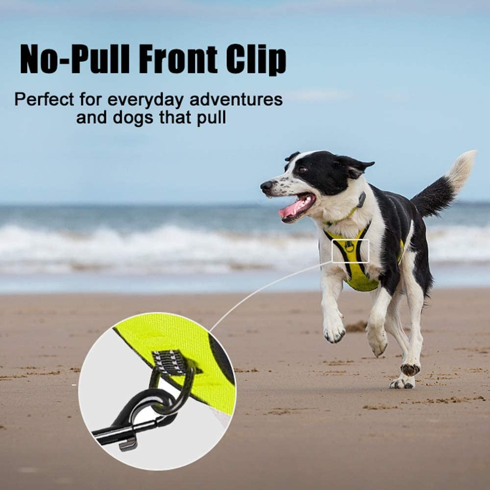 Frenkiez reflective no pull dog harness yellow/green - Premium hondentuig > honden harnas from Frenkiez - Just €5! Shop now at Frenkiezdogshop