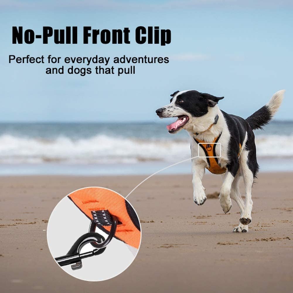 Frenkiez reflective no pull dog harness orange hondentuig > honden harnas > Y tuigen X - Small