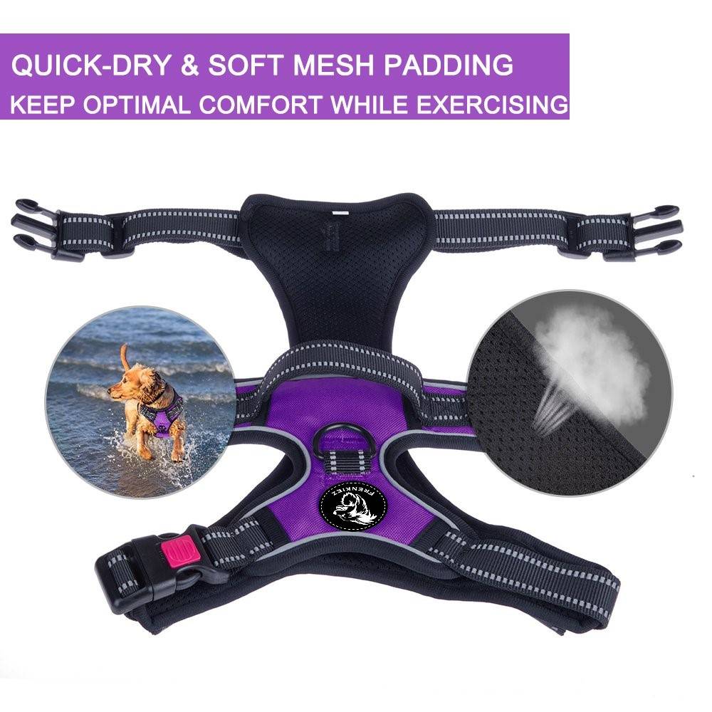 Frenkiez reflective no pull lockable dog harness purple - Premium hondentuig > honden harnas from Frenkiez - Just €24.99! Shop now at Frenkiezdogshop