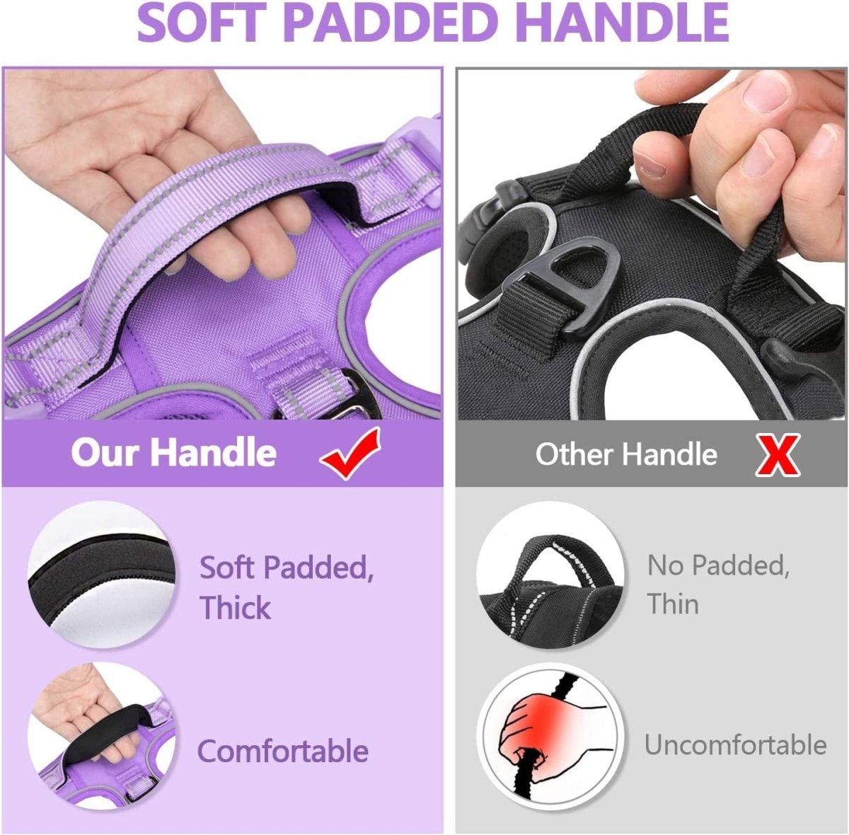 Frenkiez Y tuig dogharness reflective Lila ( matching straps ) hondentuig > honden harnas > Y tuigen Small