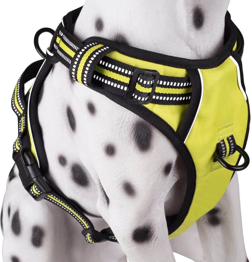 Frenkiez reflective no pull dog harness yellow/green - Premium hondentuig > honden harnas from Frenkiez - Just €5! Shop now at Frenkiezdogshop