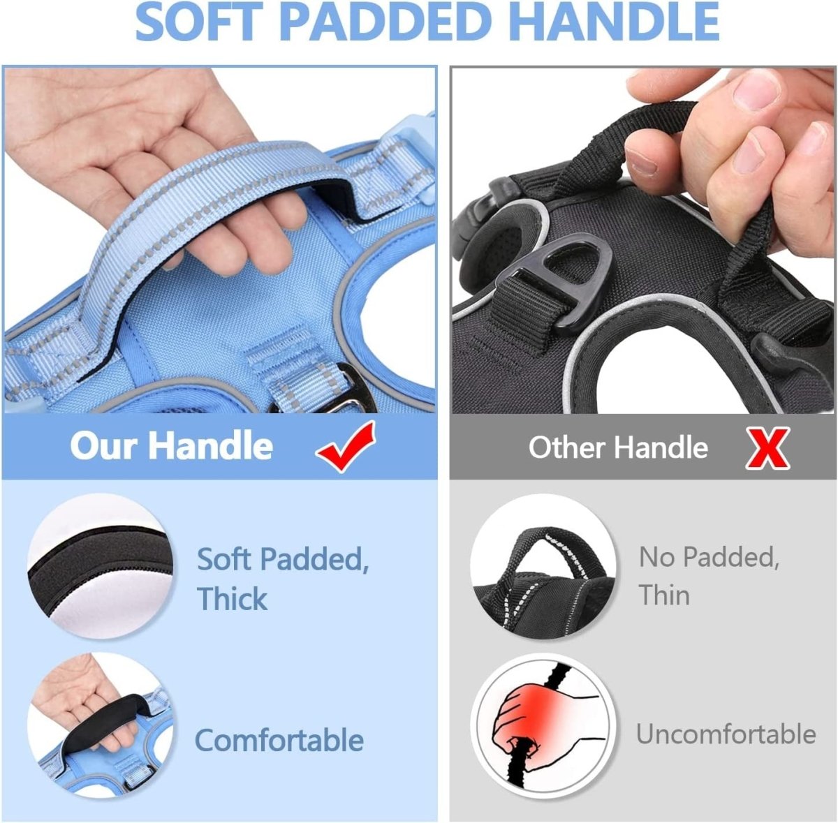 Frenkiez Y tuig dogharness reflective ( matching straps ) Light Blue hondentuig > honden harnas > Y tuigen Small