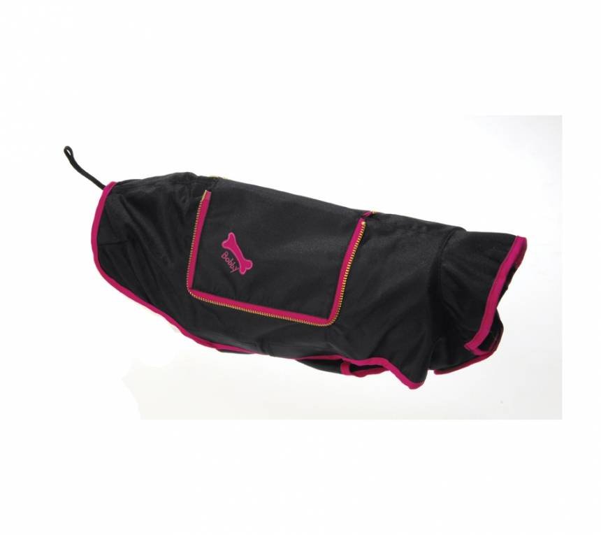 Bobby regenjas 'imper pocket' black/pink ( Alleen maat 40) Hondenkleding > hondenjas 40 cm