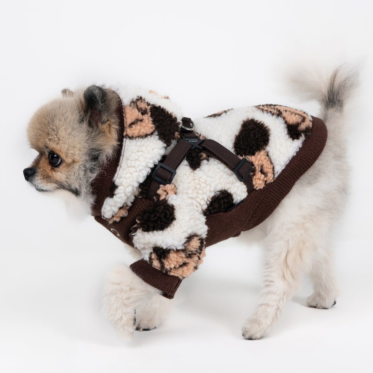Puppia Max Hoody Jacket Harness Brown - Warm Hondenjasje met Geïntegreerd Tuig