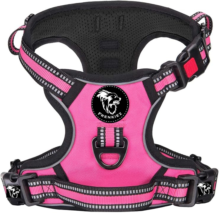 Frenkiez reflective Y tuig no pull dogharness Fuchsia - Premium hondentuig > honden harnas from Frenkiez - Just €30! Shop now at Frenkiezdogshop