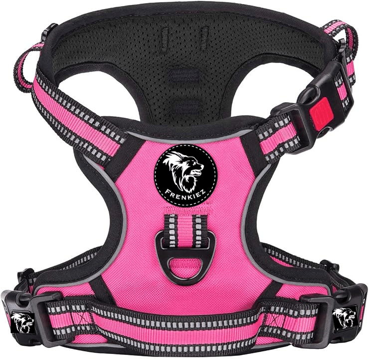 Frenkiez reflective Y tuig no pull dogharness Fuchsia hondentuig > honden harnas Small