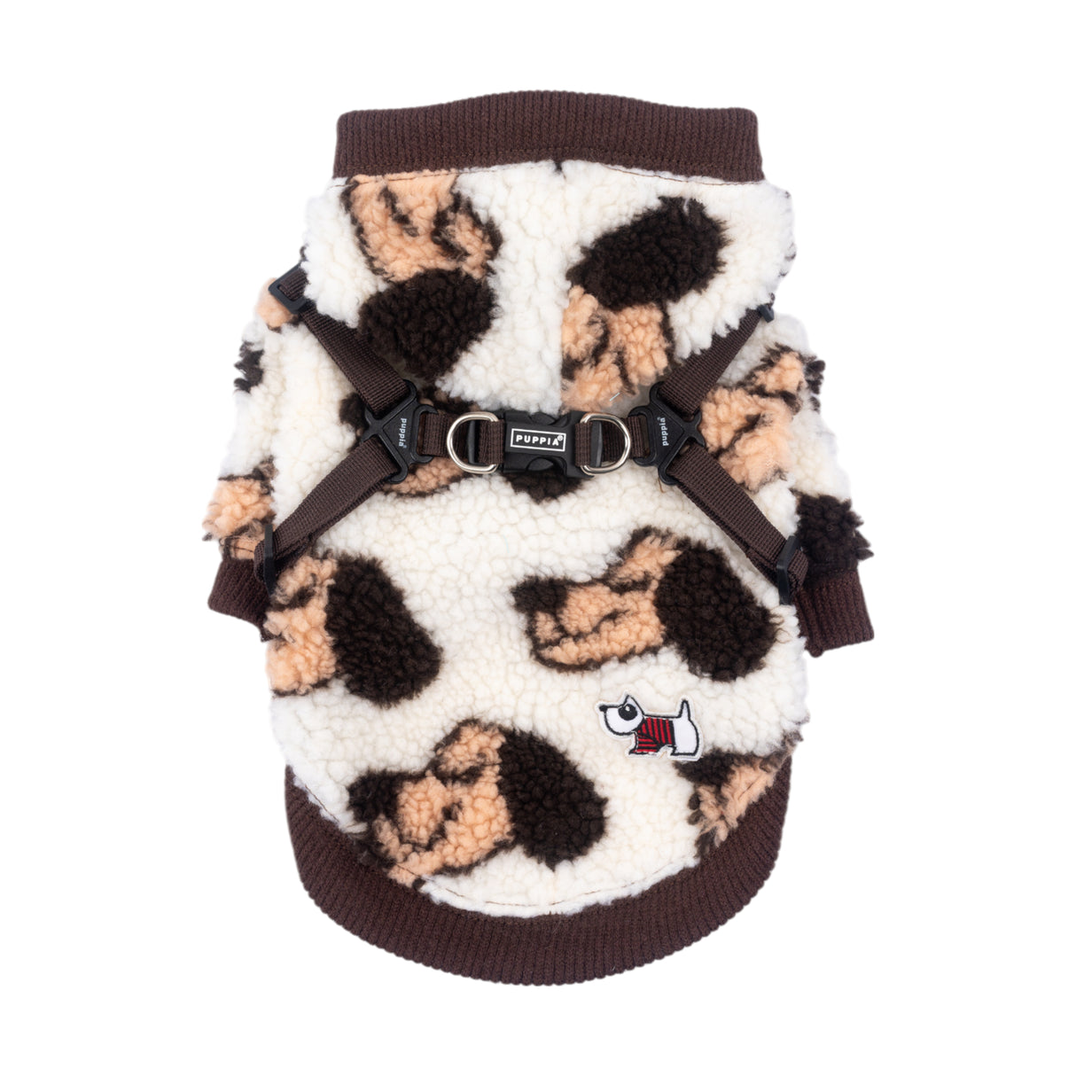 Puppia Max Hoody Jacket Harness Brown - Warm Hondenjasje met Geïntegreerd Tuig