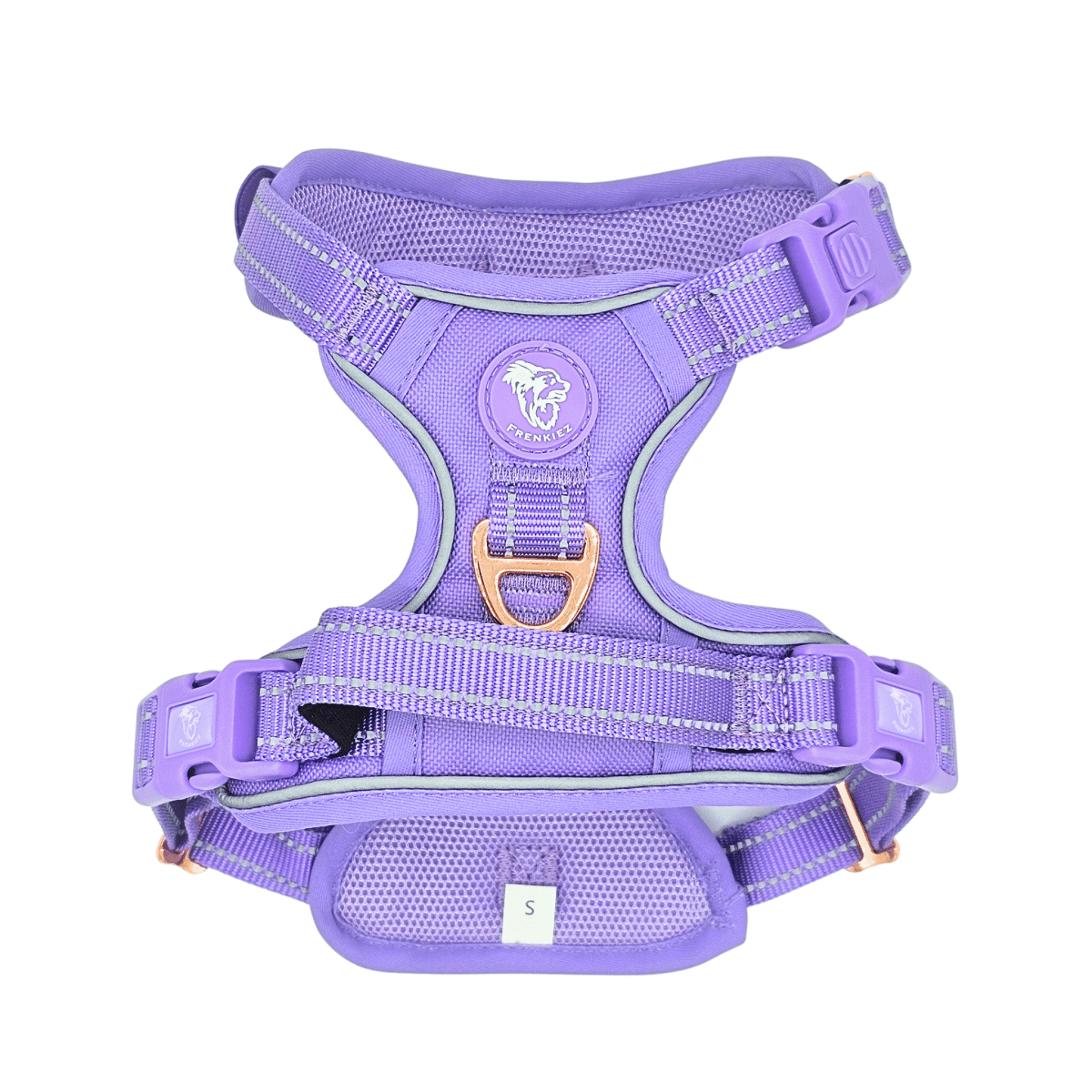 Frenkiez reflective Y tuig no pull dogharness Luxury Lila hondentuig > honden harnas > Y tuigen X - Small