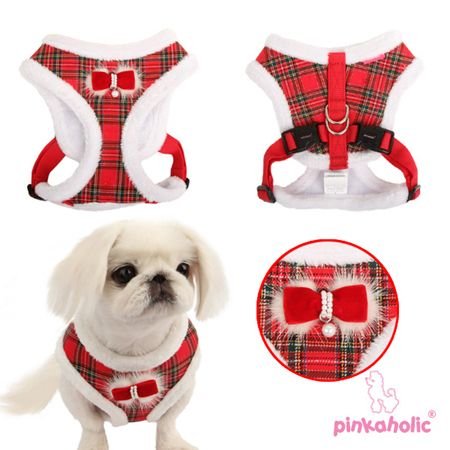 Pinkaholic Checkered Snugfit Harness Red hondentuig > honden harnas > overige modellen Small