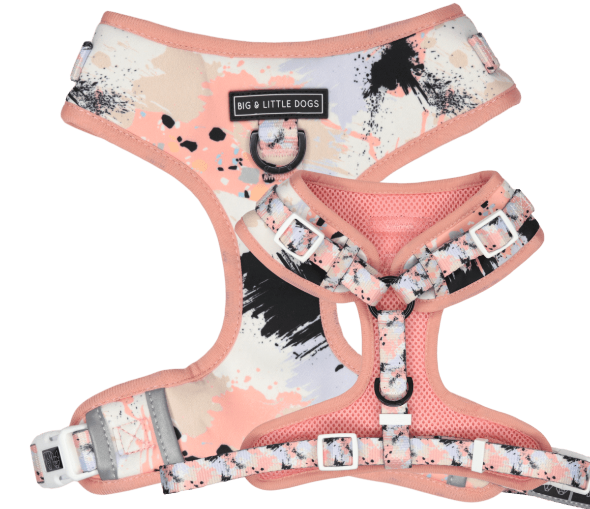 Big and Little Dogs Adjustable Peach Splatter Terrazzo ( X Large ) hondentuig > honden harnas > model A Medium
