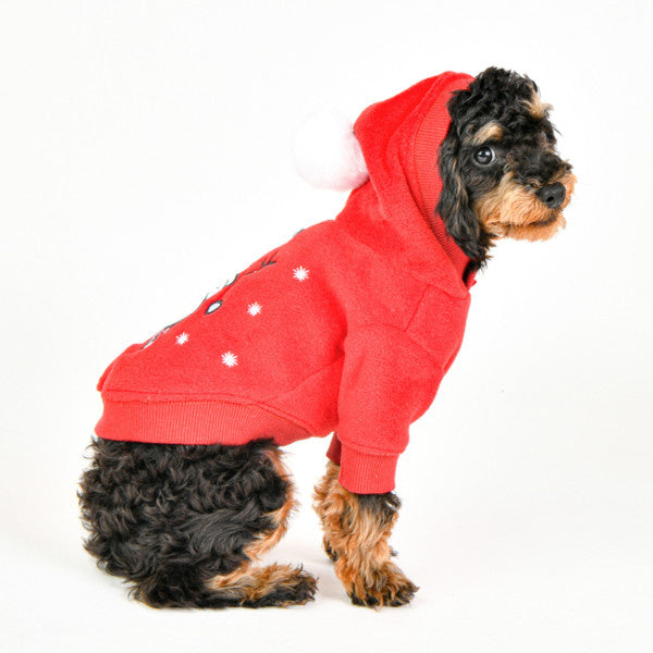 Puppia Blitzen Kerst Hoodie Red - Premium Hondenkleding > Hondentrui from Puppia - Just €20! Shop now at Frenkiezdogshop