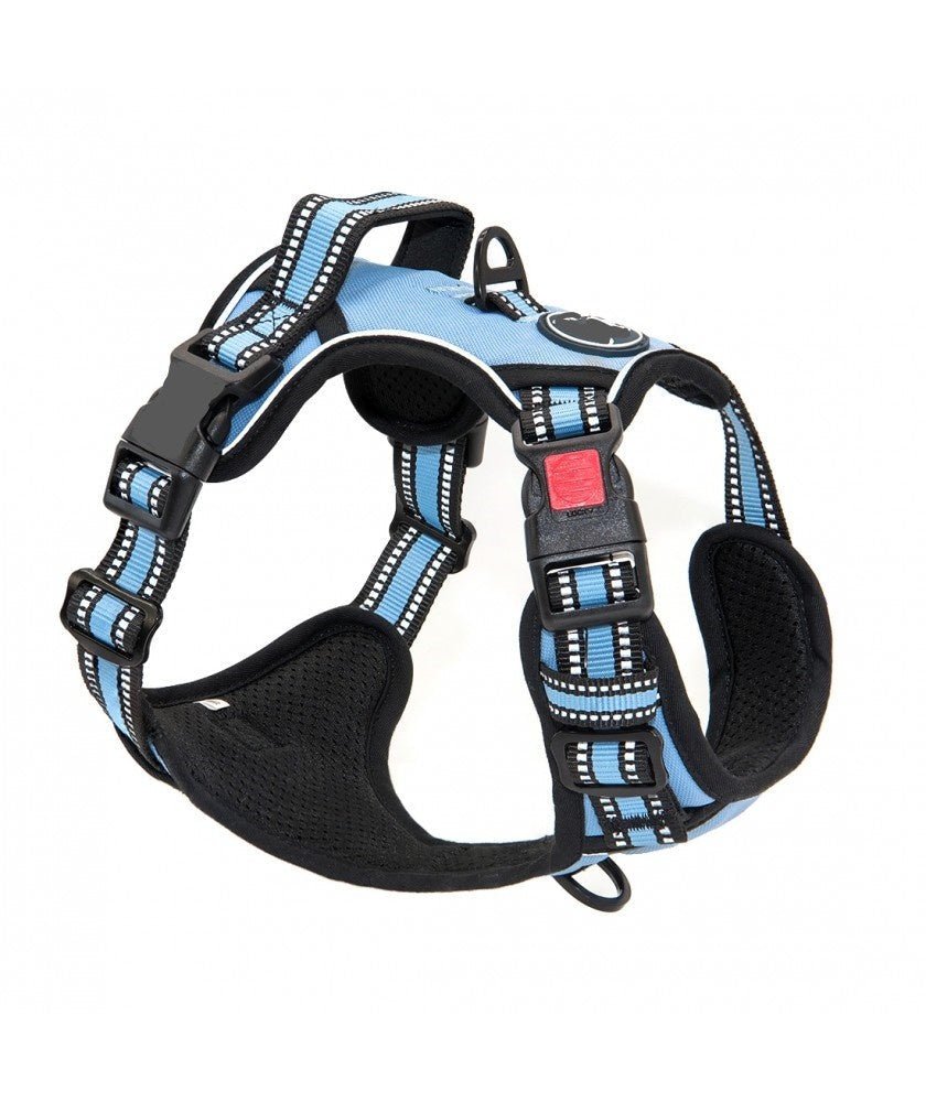 Frenkiez reflective Y tuig no pull dogharness lightblue hondentuig > honden harnas > Y tuigen X - Small