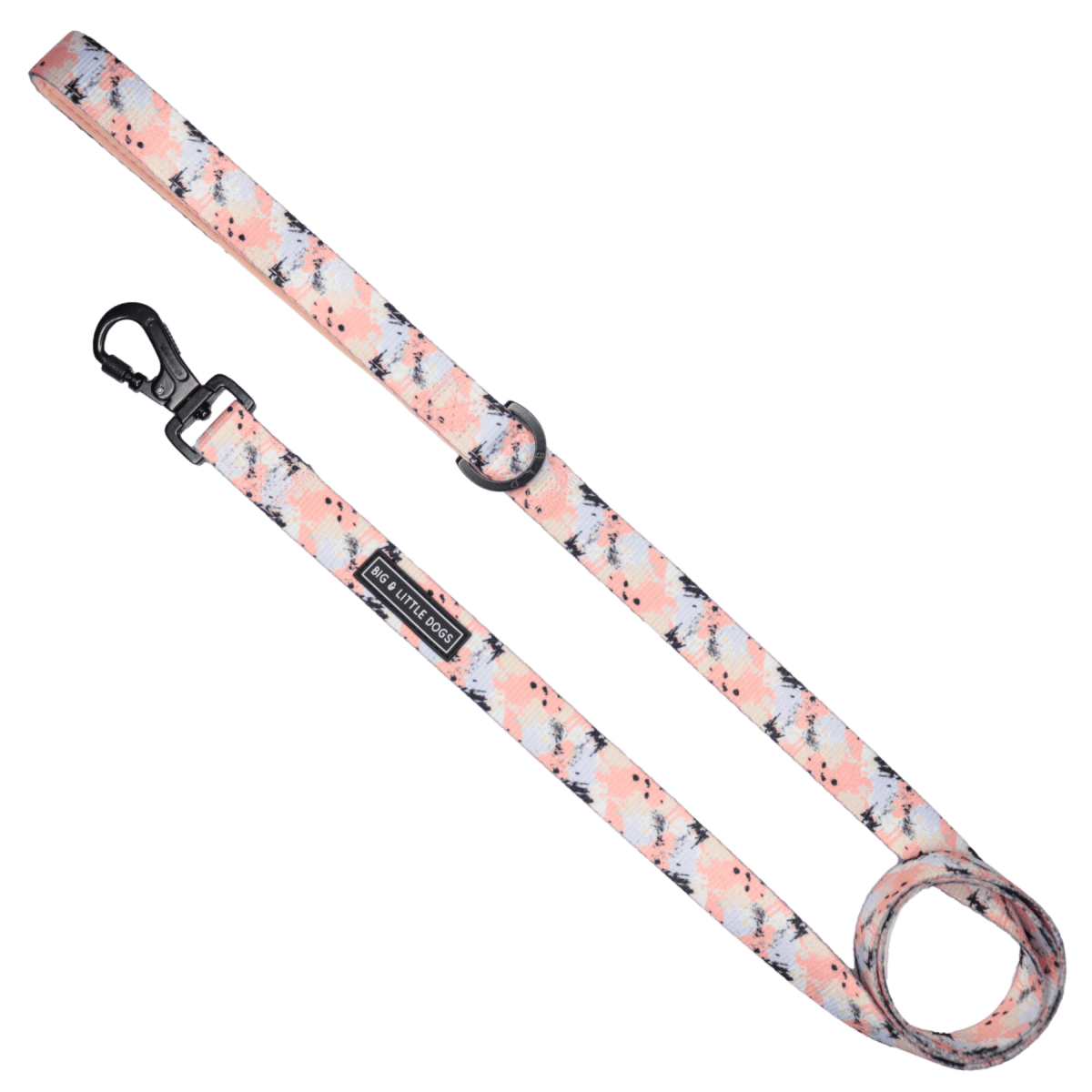 Big and Little Dogs Lijn Peach Splatter Terrazzo hondenriem > hondenlijn 1,5 cm breed