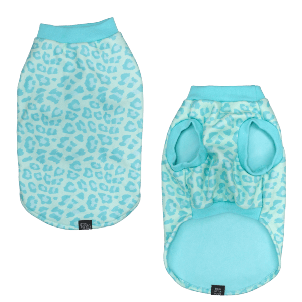 Big and Little Dogs Fleece Pyjama Turquoise Leopard Hondenkleding > Hondenpyjama 50 CM