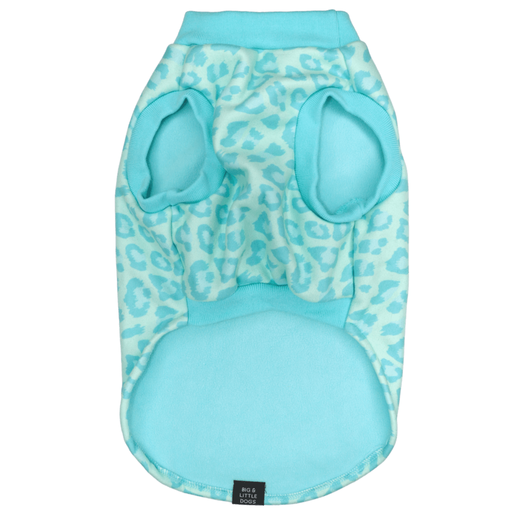 Big and Little Dogs Fleece Pyjama Turquoise Leopard Hondenkleding > Hondenpyjama 50 CM