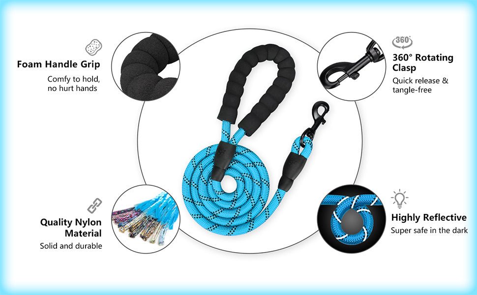 Frenkiez reflective dog leash blue hondenriem > hondenlijn Standaard/One Size