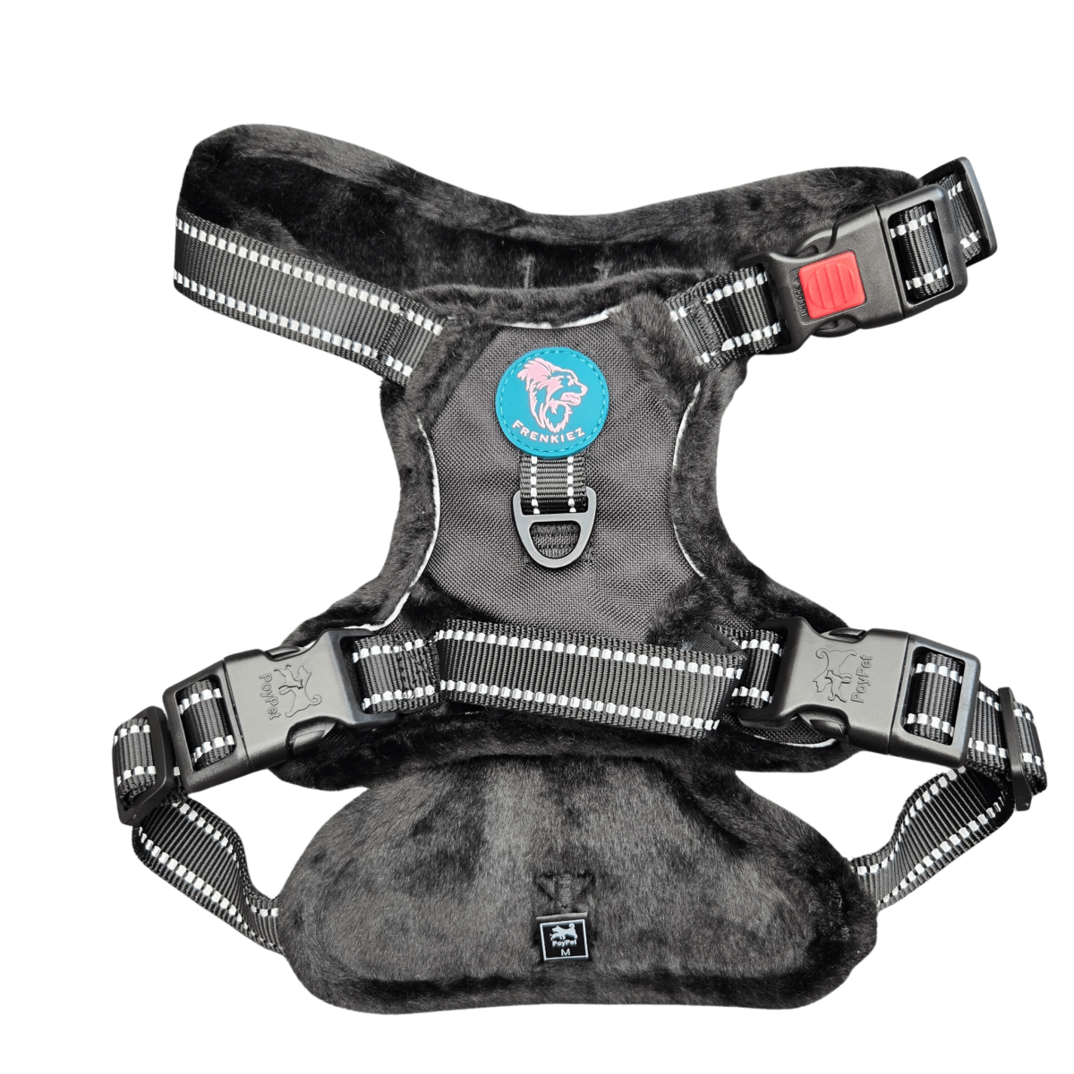 Frenkiez Teddy reflective Y tuig no pull dogharness Black hondentuig > honden harnas > Y tuigen Small