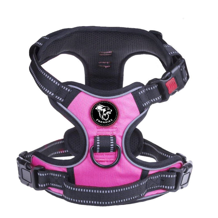Frenkiez reflective Y tuig dog harness pink - Premium hondentuig > honden harnas from Frenkiez - Just €20! Shop now at Frenkiezdogshop