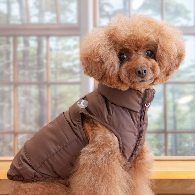 Puppia Puffer Vest Harness Jumper Brown - Premium Hondenkleding > Hondentrui from Puppia - Just €50! Shop now at Frenkiezdogshop