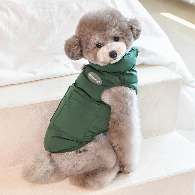 Puppia Puffer Vest Harness Jumper Green - Premium Hondenkleding > hondenjas from Puppia - Just €50! Shop now at Frenkiezdogshop