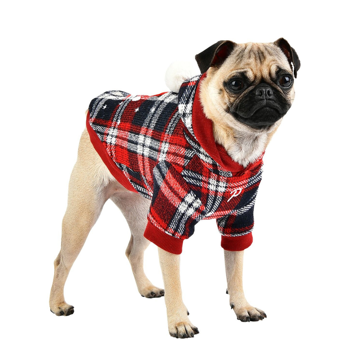Puppia Blitzen Kerst Hoodie Checkered Red - Premium Hondenkleding > Hondentrui from Puppia - Just €20! Shop now at Frenkiezdogshop